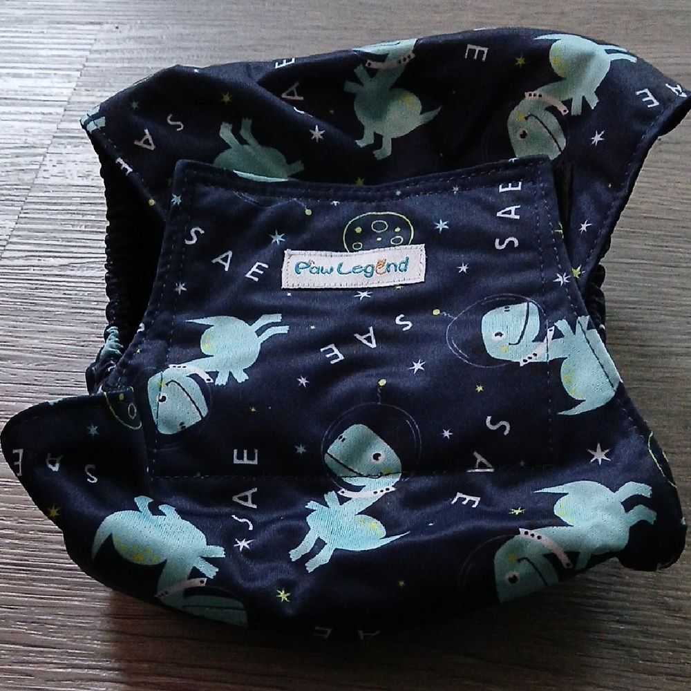 Paw Legend blue dinosaur male reusable diaper bellyband  NWOT Sz M Waist 15"-17"